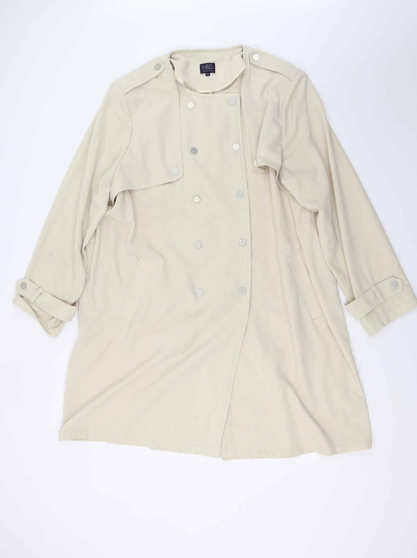 Marks and Spencer Womens Beige   Overcoat Coat Size 22