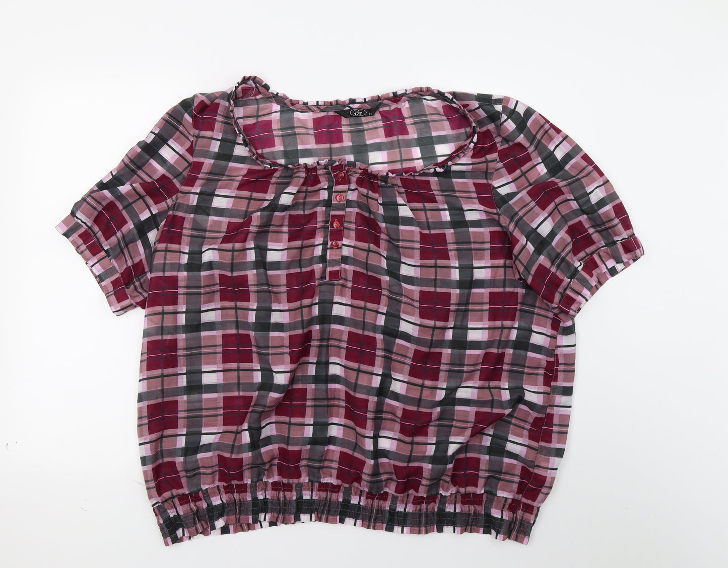 BM Womens Red Check  Basic Button-Up Size 22