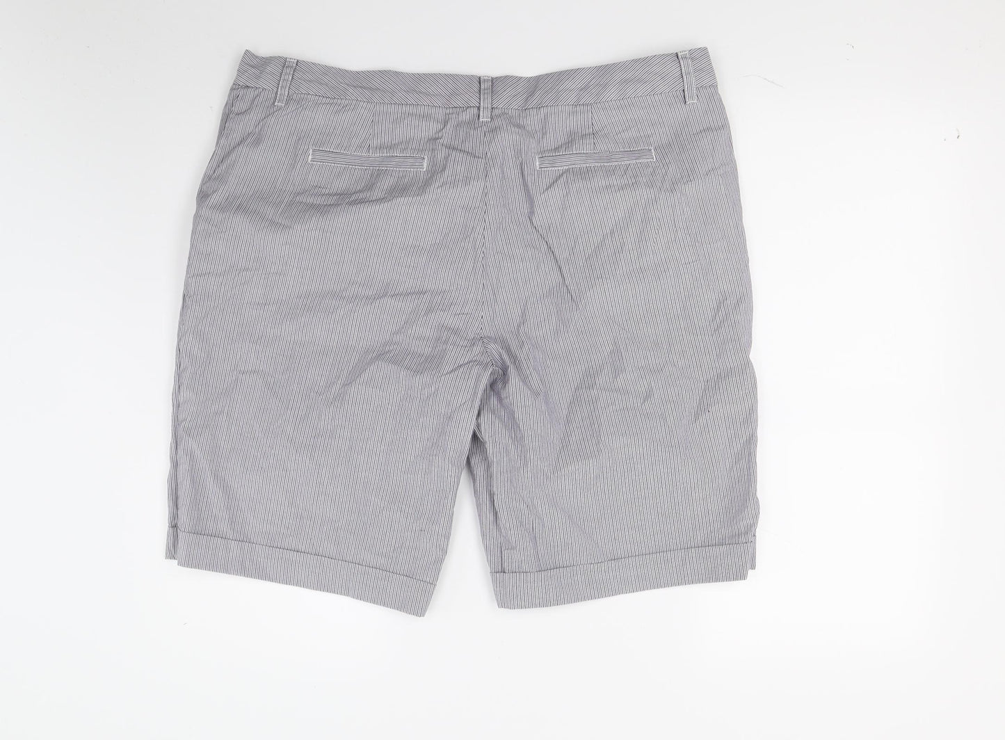 Marks and Spencer Womens Grey Striped  Bermuda Shorts Size 18