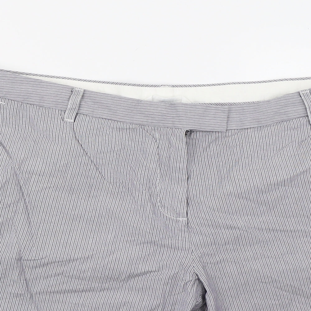 Marks and Spencer Womens Grey Striped  Bermuda Shorts Size 18