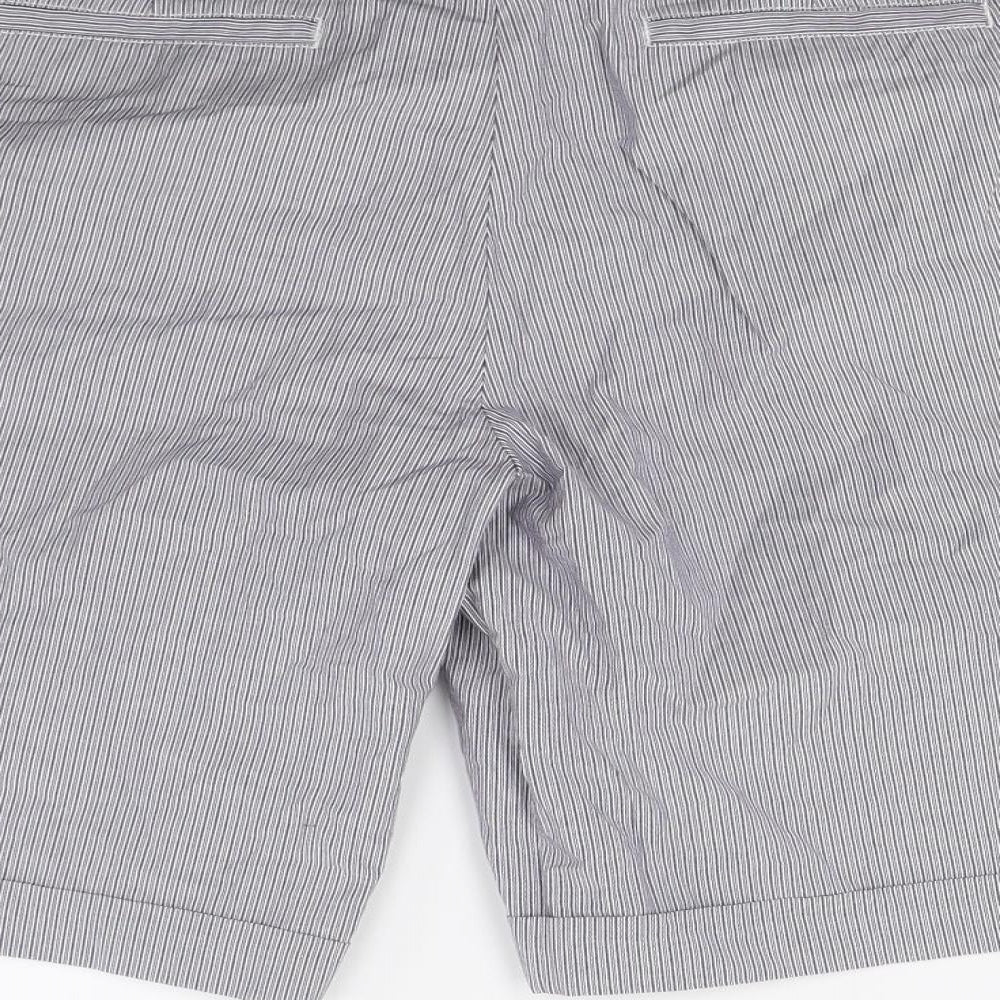 Marks and Spencer Womens Grey Striped  Bermuda Shorts Size 18
