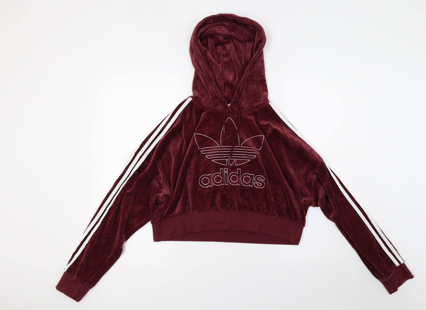 adidas Womens Red  Fleece Pullover Hoodie Size 10