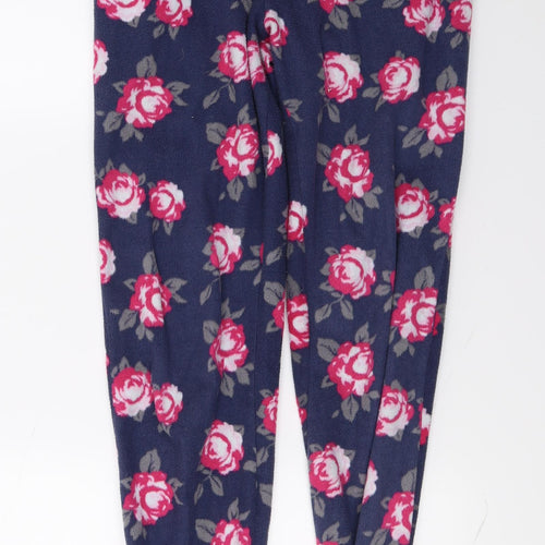 Boux Womens Blue Floral Fleece Jogger Trousers Size 8 L26 in - Lounge Wear