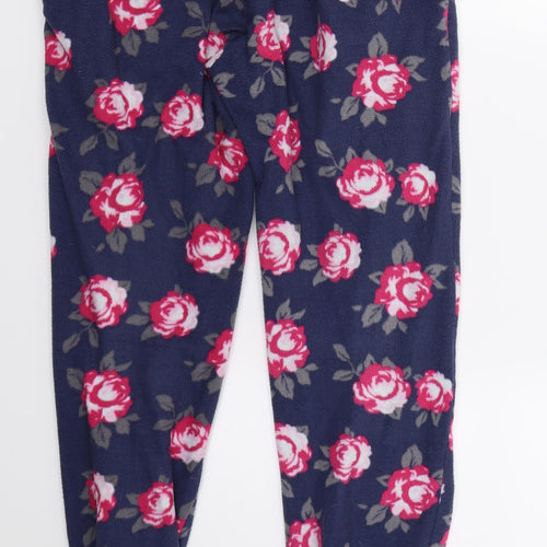 Boux Womens Blue Floral Fleece Jogger Trousers Size 8 L26 in - Lounge Wear