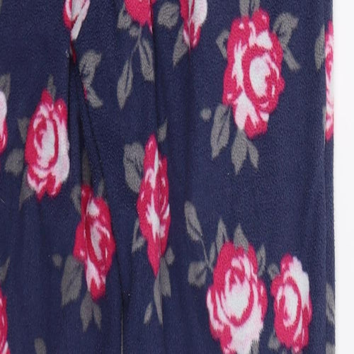 Boux Womens Blue Floral Fleece Jogger Trousers Size 8 L26 in - Lounge Wear