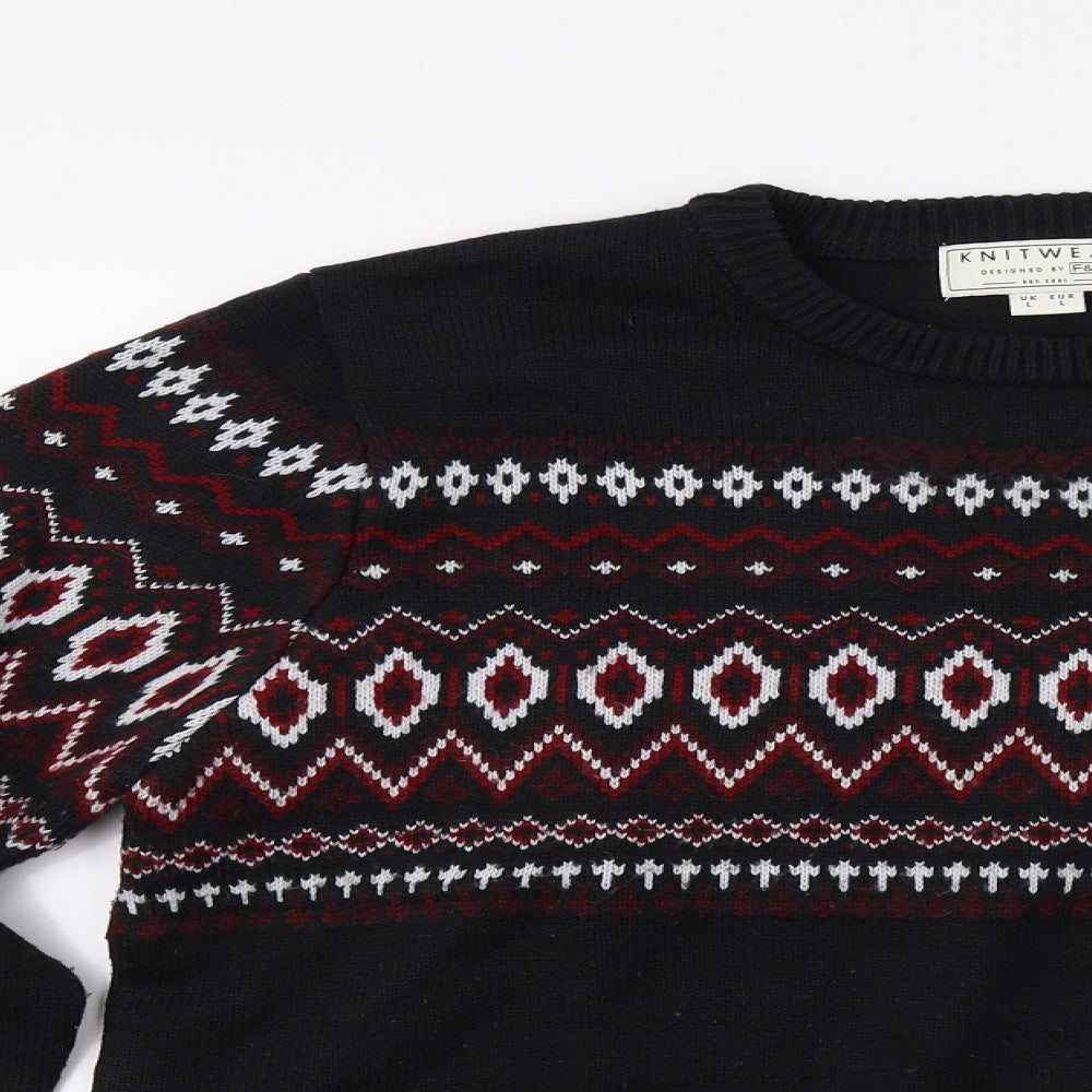 F&F Mens Black   Pullover Jumper Size L