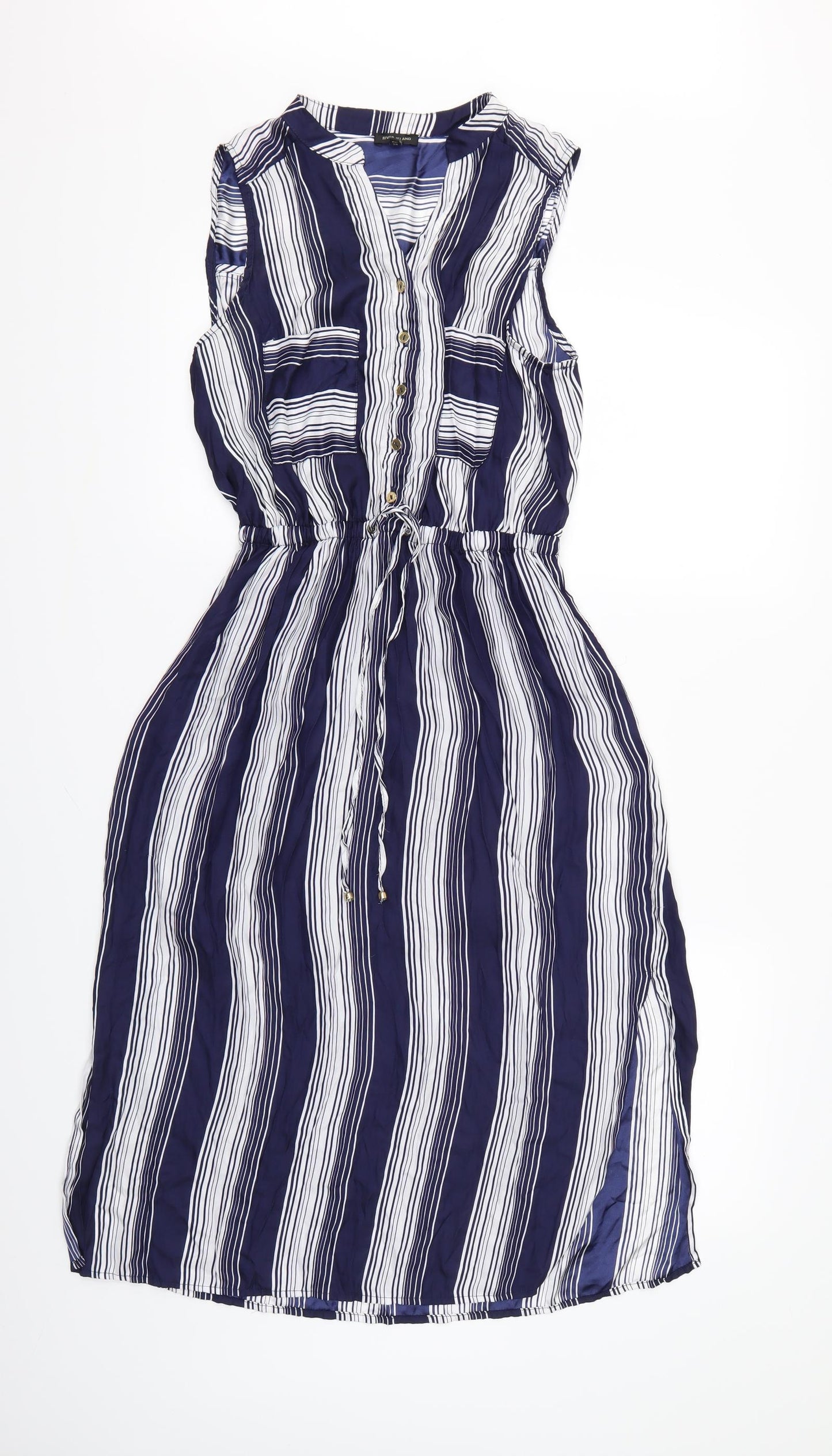 River Island Womens Blue Striped  A-Line  Size 12