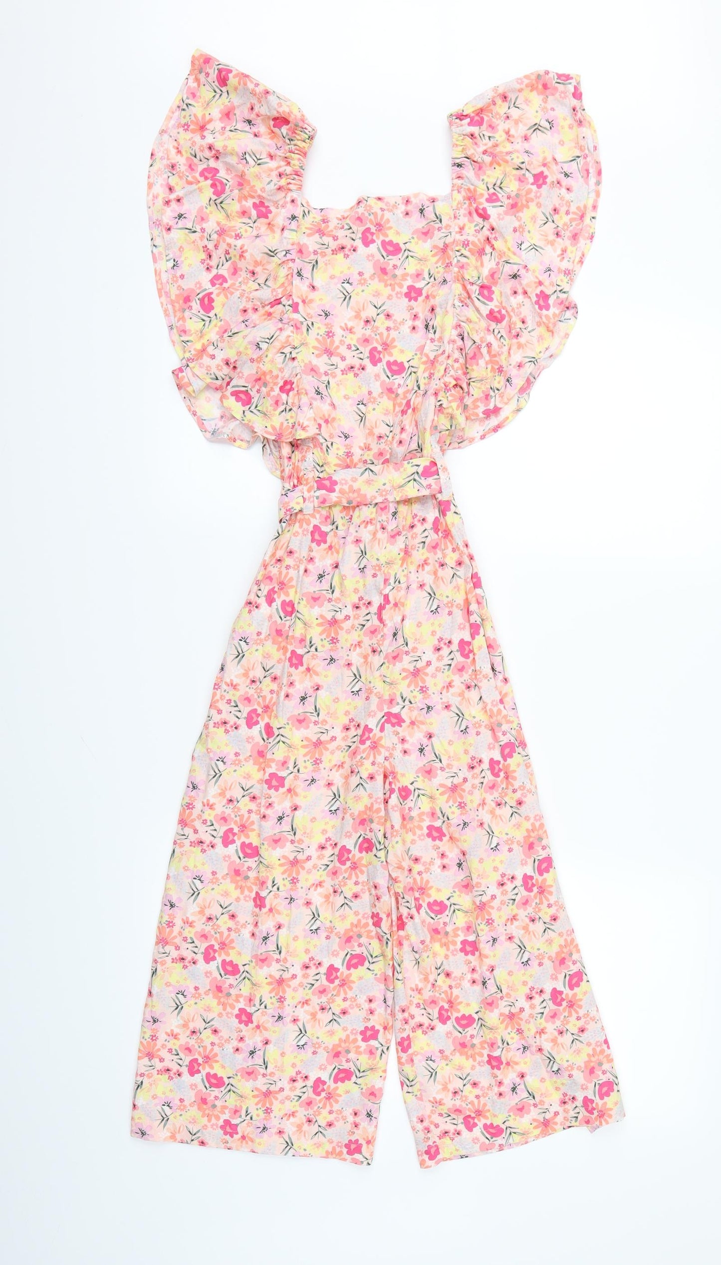 F&F Girls Pink Floral  Bodysuit One-Piece Size 10-11 Years L17 in