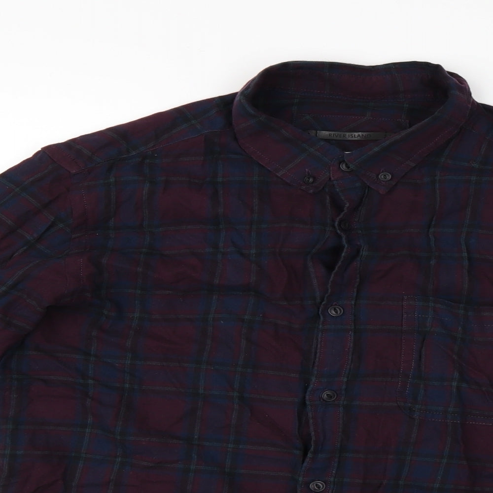 River Island Womens Purple Check  Basic T-Shirt