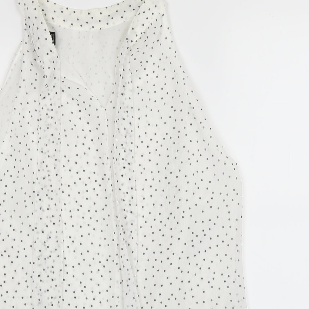 New Look Womens White Polka Dot  Basic Blouse Size 16