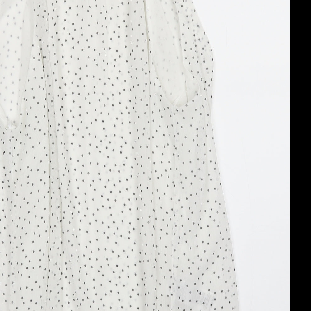New Look Womens White Polka Dot  Basic Blouse Size 16