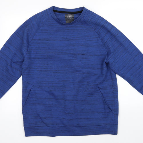 F&F Mens Blue Striped  Pullover Jumper Size L