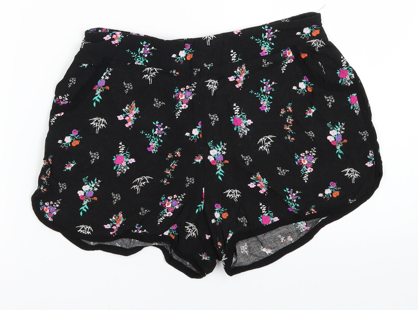 New Look Girls Black Floral  Hot Pants Shorts Size 11 Years
