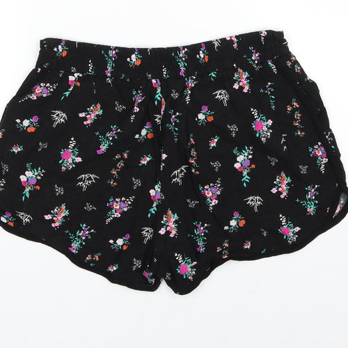 New Look Girls Black Floral  Hot Pants Shorts Size 11 Years