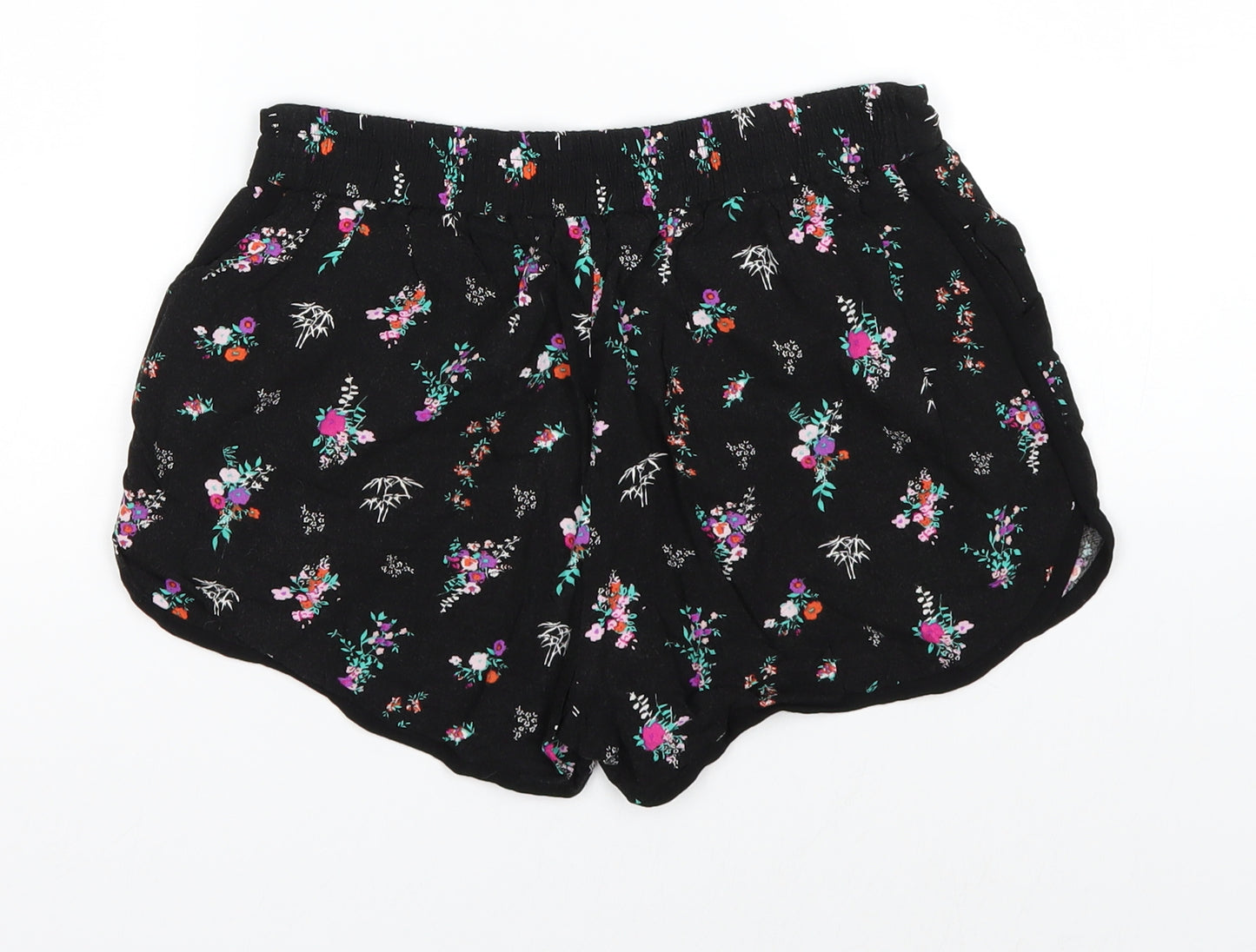 New Look Girls Black Floral  Hot Pants Shorts Size 11 Years