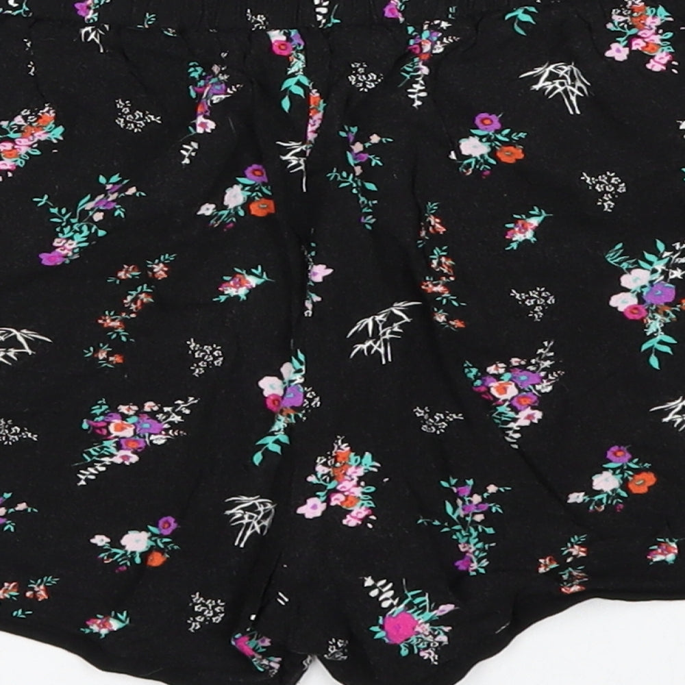 New Look Girls Black Floral  Hot Pants Shorts Size 11 Years