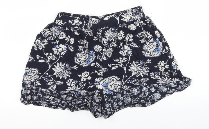 H&M Womens Blue Floral Hot Pants Shorts Size 4