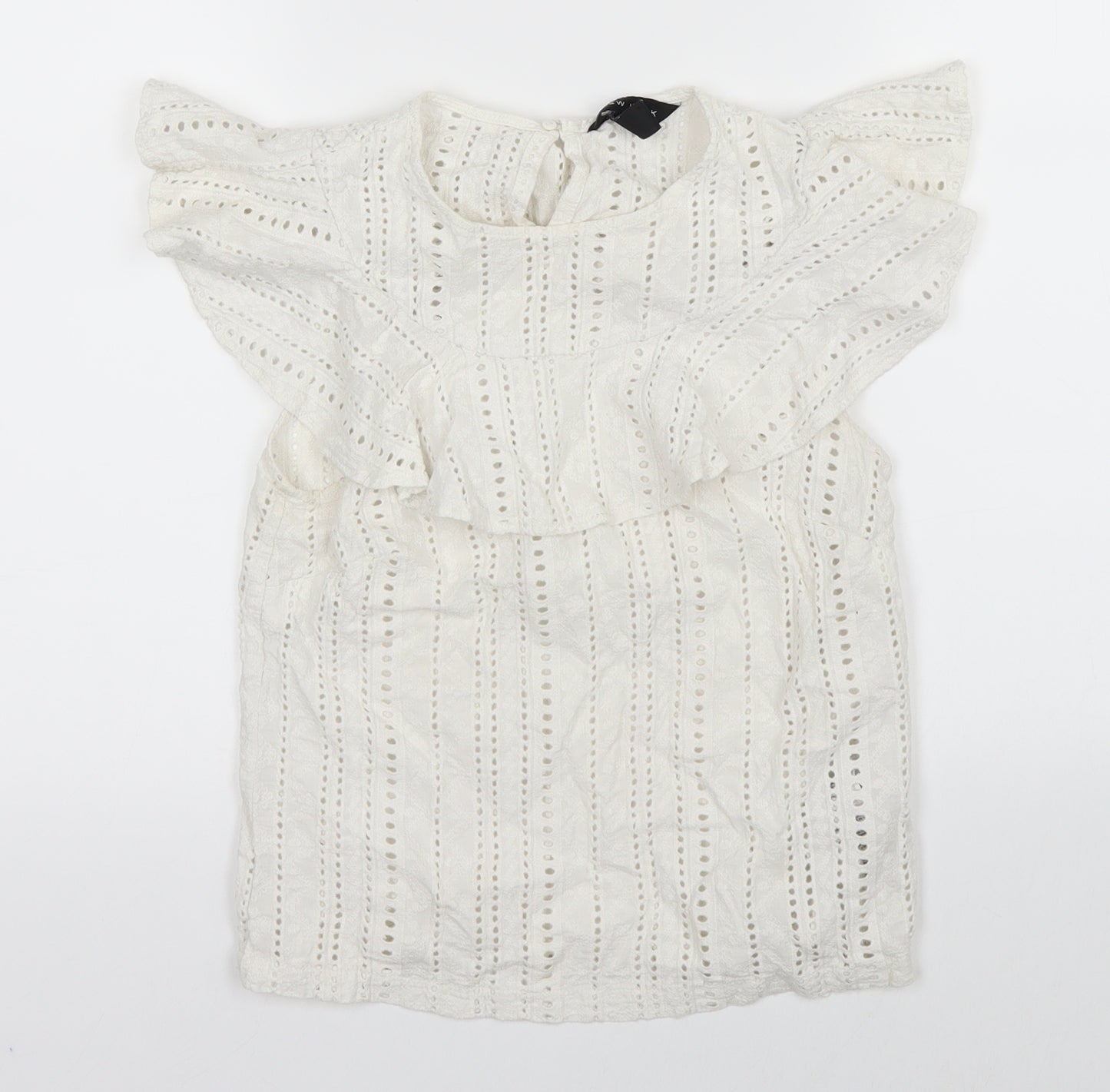 New Look Womens White  Knit Basic Blouse Size 8