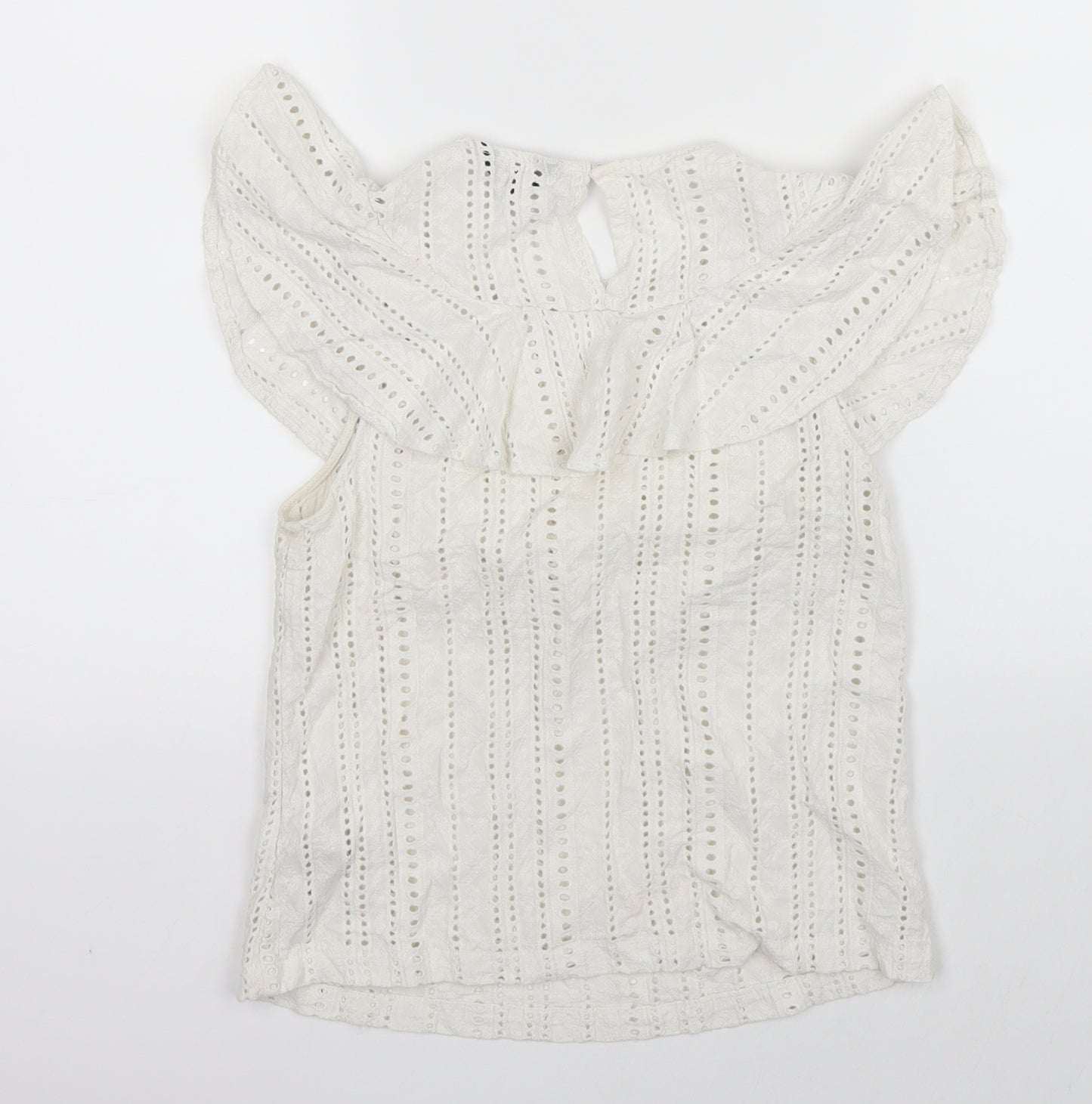 New Look Womens White  Knit Basic Blouse Size 8
