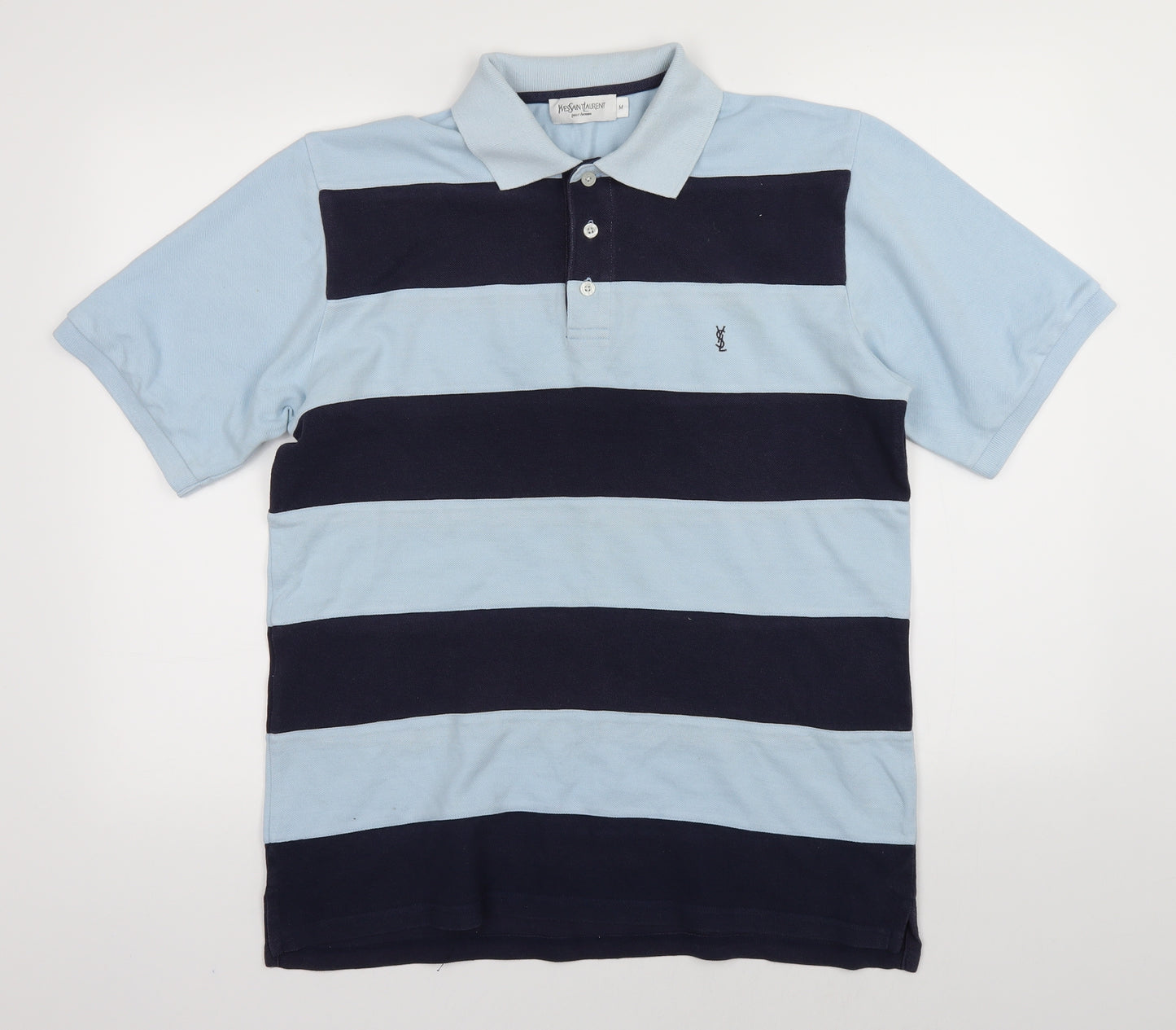 Yves Saint Laurent  Mens Blue Striped   Polo Size M