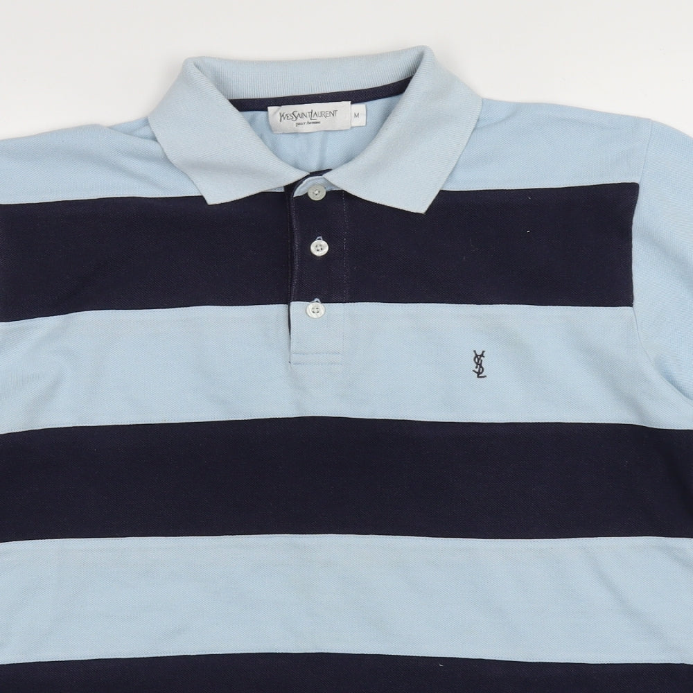 Yves Saint Laurent  Mens Blue Striped   Polo Size M