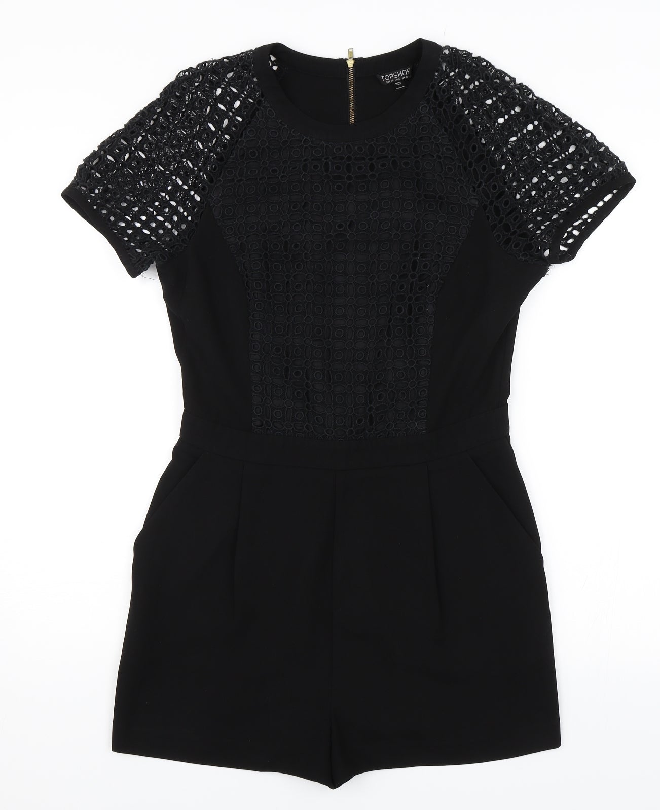 Topshop Womens Black   Playsuit One-Piece Size 10