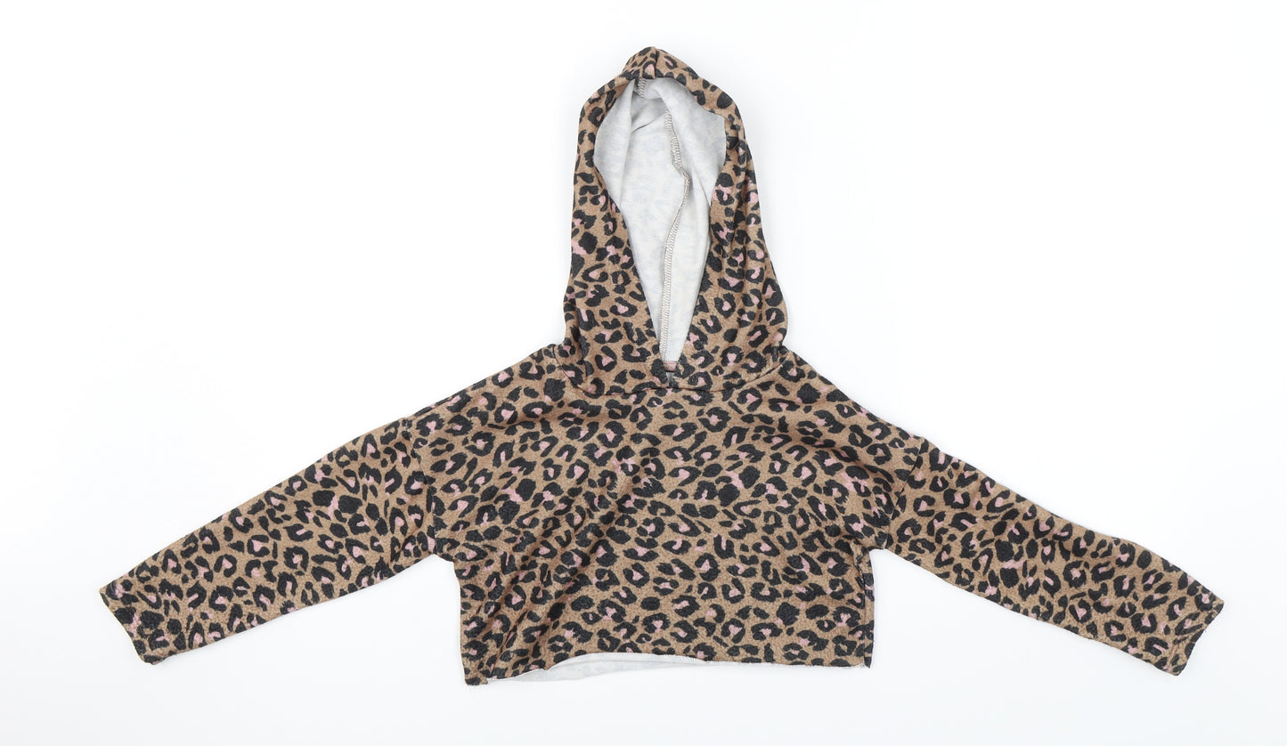 I Love Girls Wear Girls Multicoloured Animal Print  Pullover Hoodie Size 7 Years  - cropped