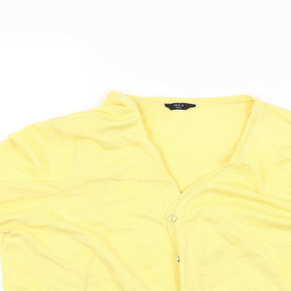 M&Co Womens Yellow   Cardigan Jumper Size 18