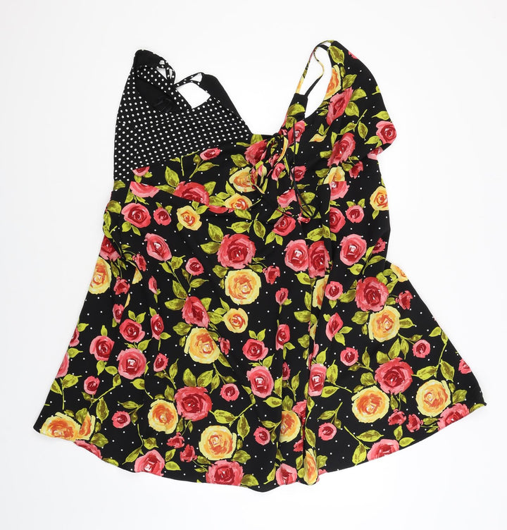 TU Womens Black Floral  Fit & Flare  Size 8