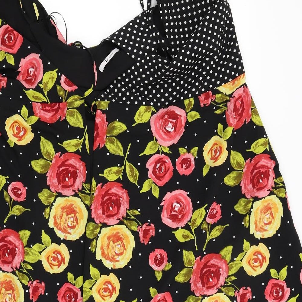 TU Womens Black Floral  Fit & Flare  Size 8