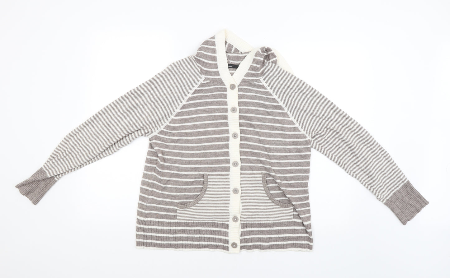 George Womens Grey Striped  Cardigan Jumper Size 18