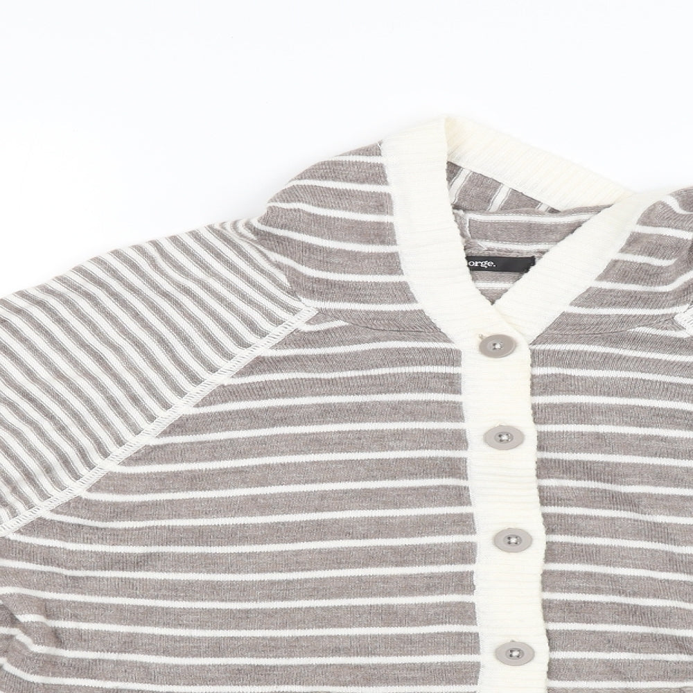 George Womens Grey Striped  Cardigan Jumper Size 18