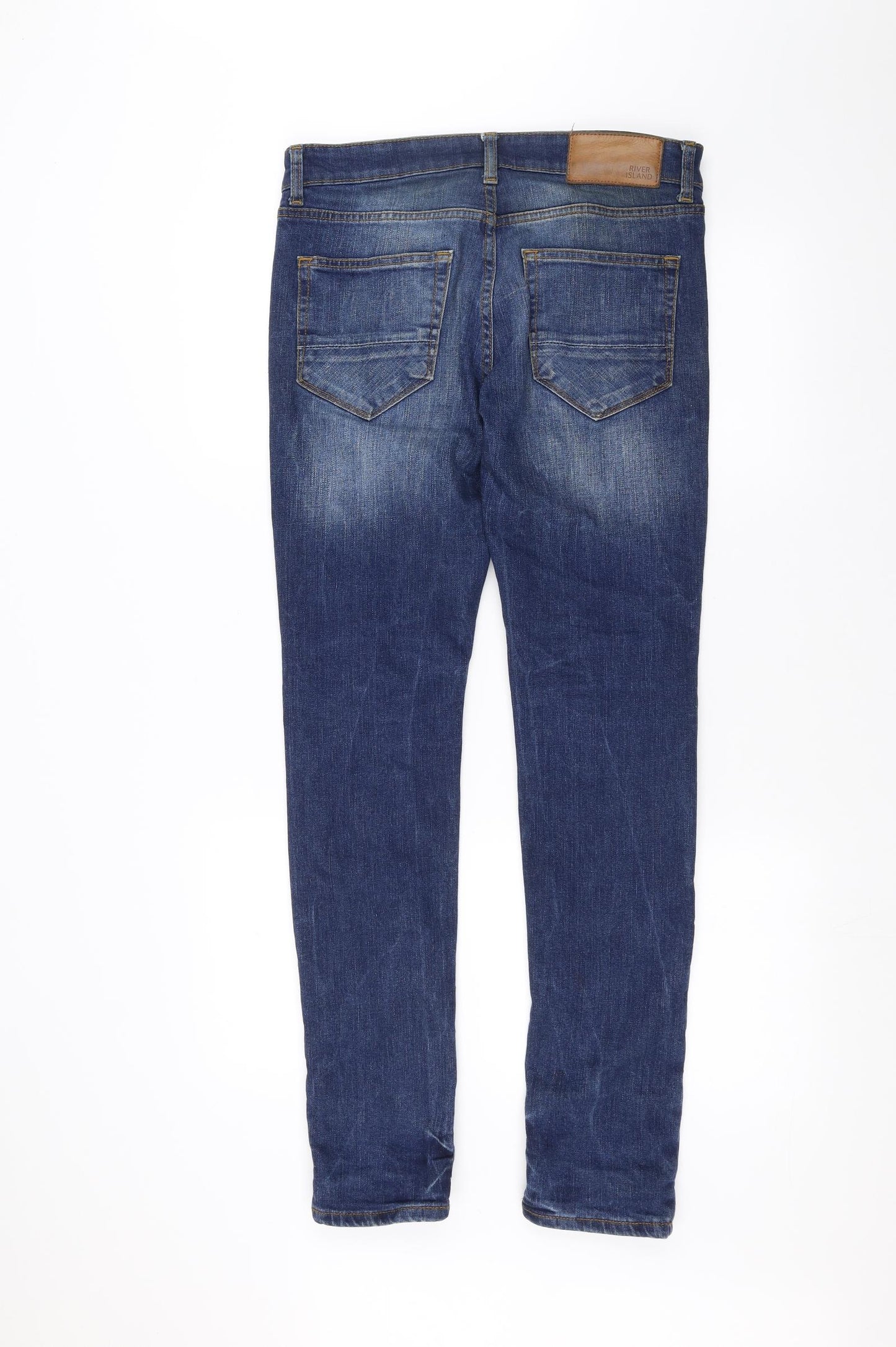 River Island Mens Blue  Denim Straight Jeans Size 30 L30 in