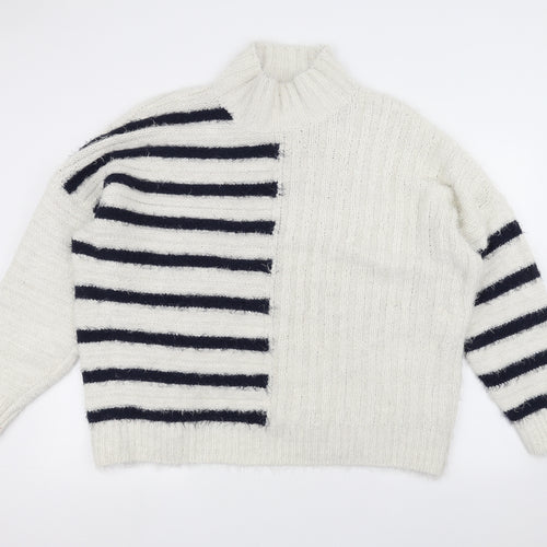 Marks and Spencer Womens White Striped  Pullover Jumper Size XL