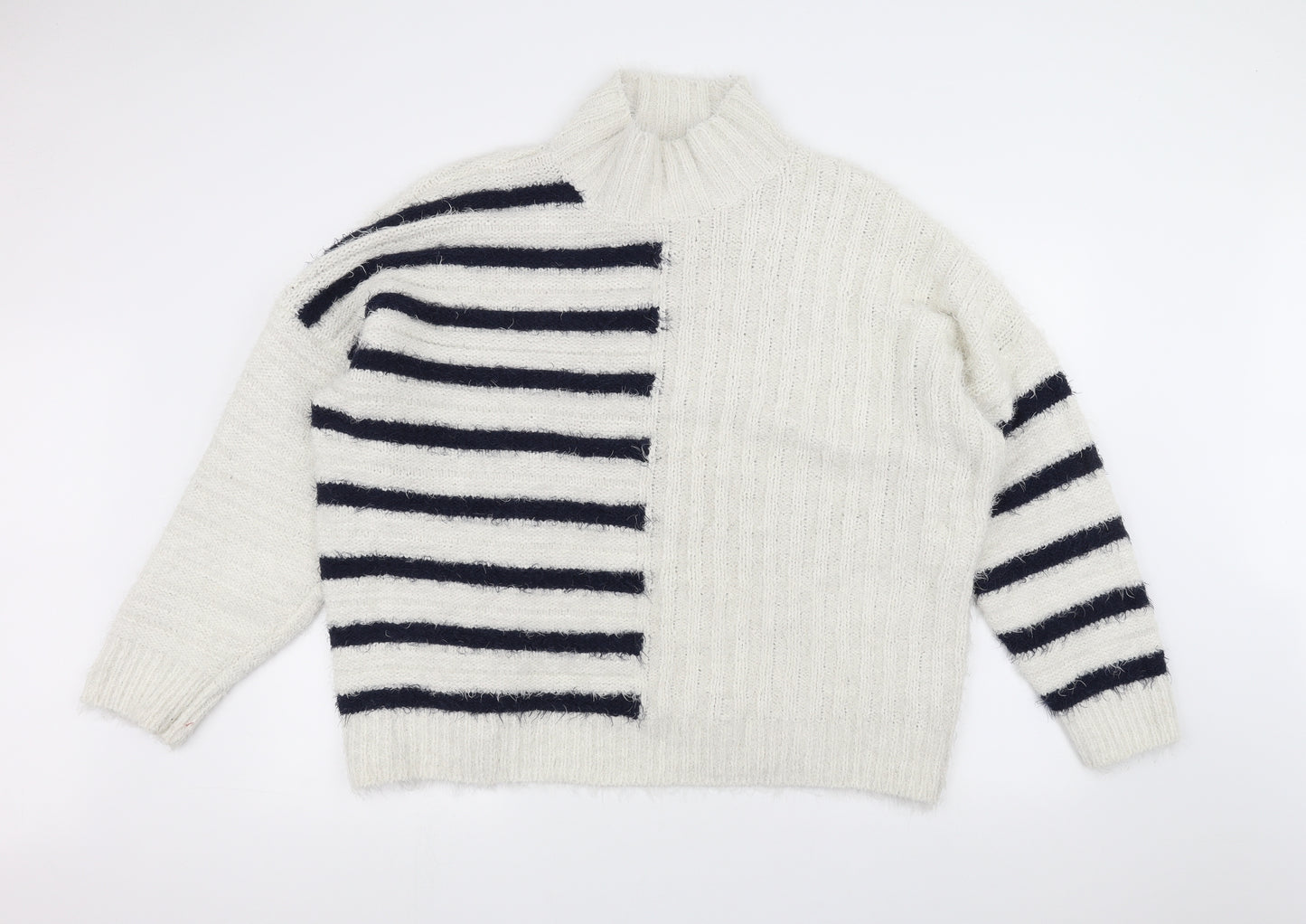 Marks and Spencer Womens White Striped  Pullover Jumper Size XL