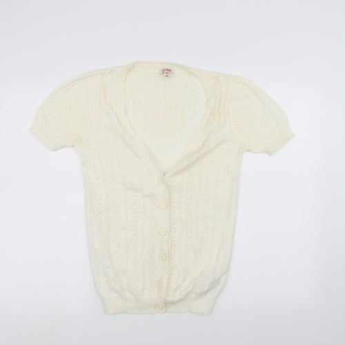 Preworn Womens White   Cardigan Jumper Size M