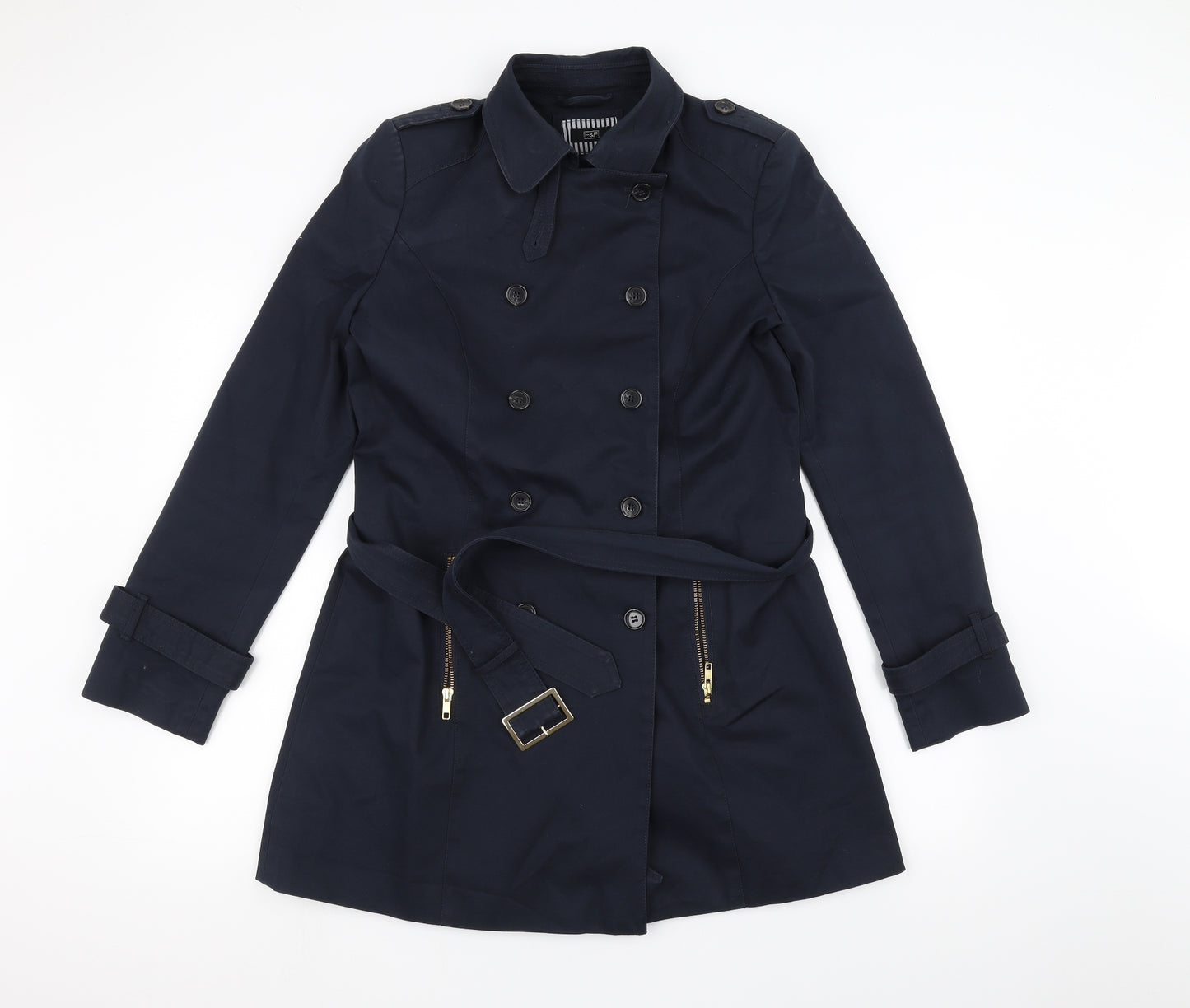 F&F Womens Blue   Overcoat Coat Size 14  - Belted