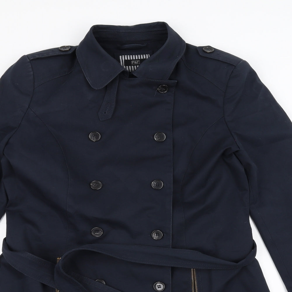 F&F Womens Blue   Overcoat Coat Size 14  - Belted