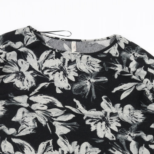 Stella Womens Black Floral  Pullover Jumper Size 12