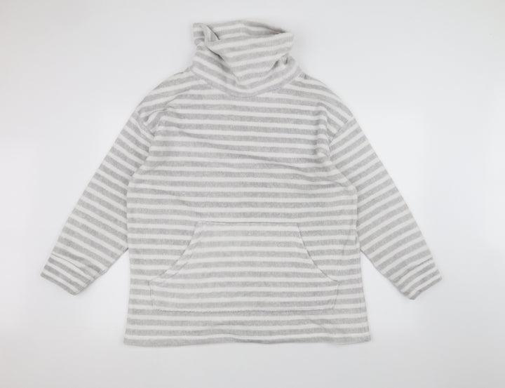 Nutmeg Womens White Striped Pullover Jumper Size 14