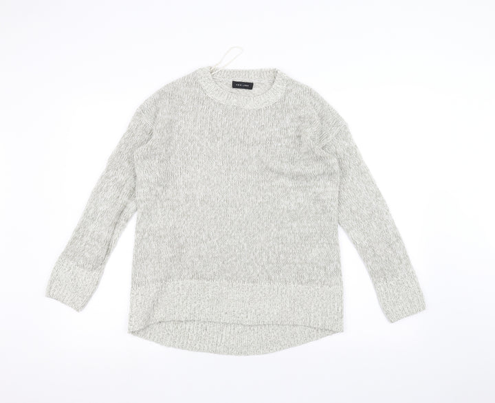 New Look Womens White  Knit Pullover Jumper Size S