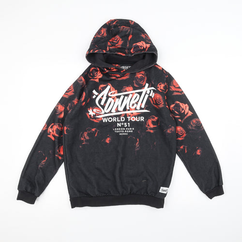 Sonneti Boys Black Floral  Pullover Hoodie Size 13-14 Years