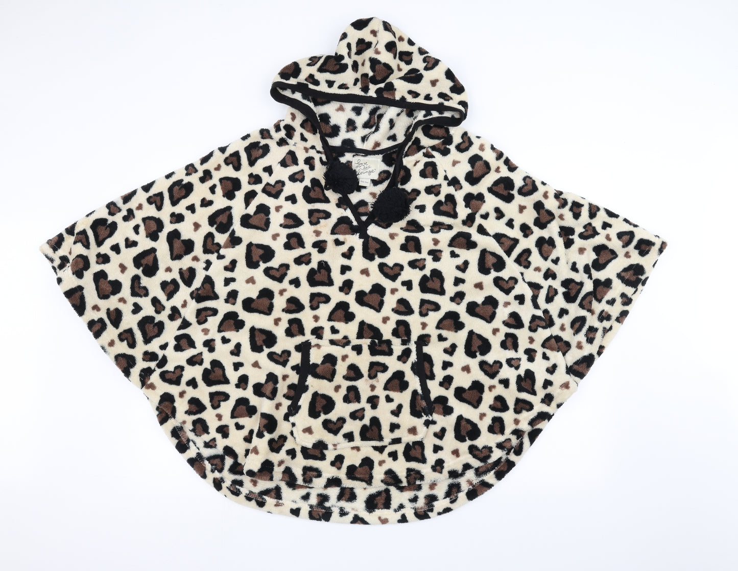 Love To Lounge Womens Brown Animal Print  Jacket Poncho One Size
