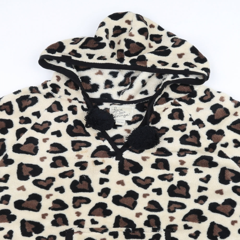 Love To Lounge Womens Brown Animal Print  Jacket Poncho One Size