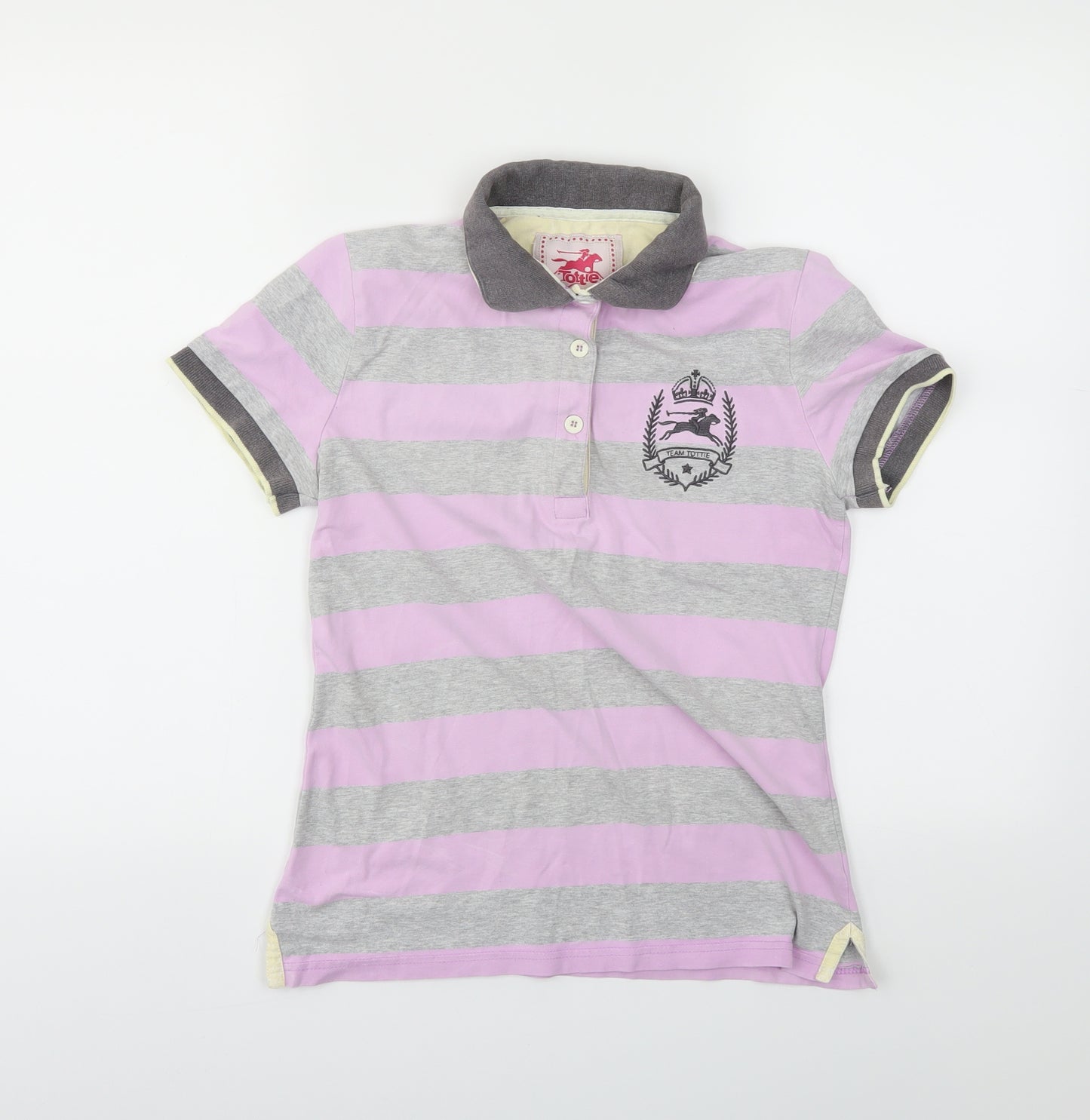 Tottie Womens Grey Striped  Basic Polo Size XS