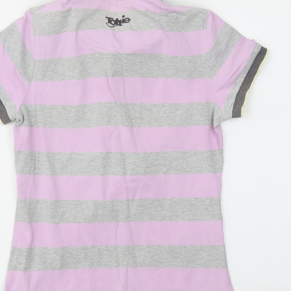 Tottie Womens Grey Striped  Basic Polo Size XS