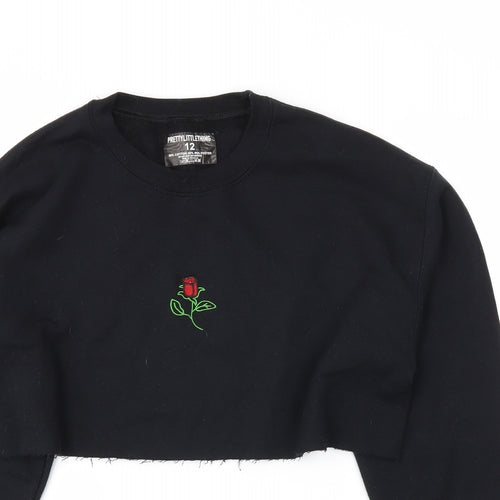 PRETTYLITTLETHING Womens Black   Pullover Jumper Size 12
