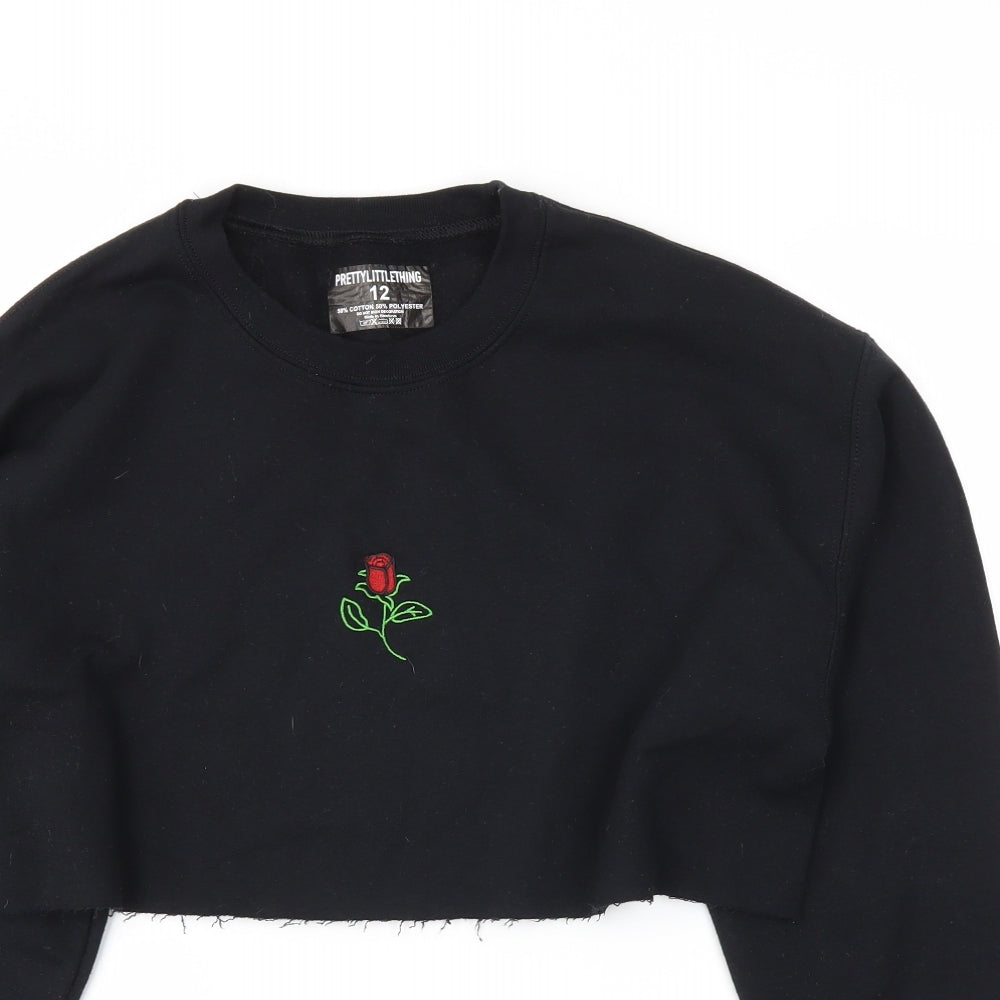PRETTYLITTLETHING Womens Black   Pullover Jumper Size 12