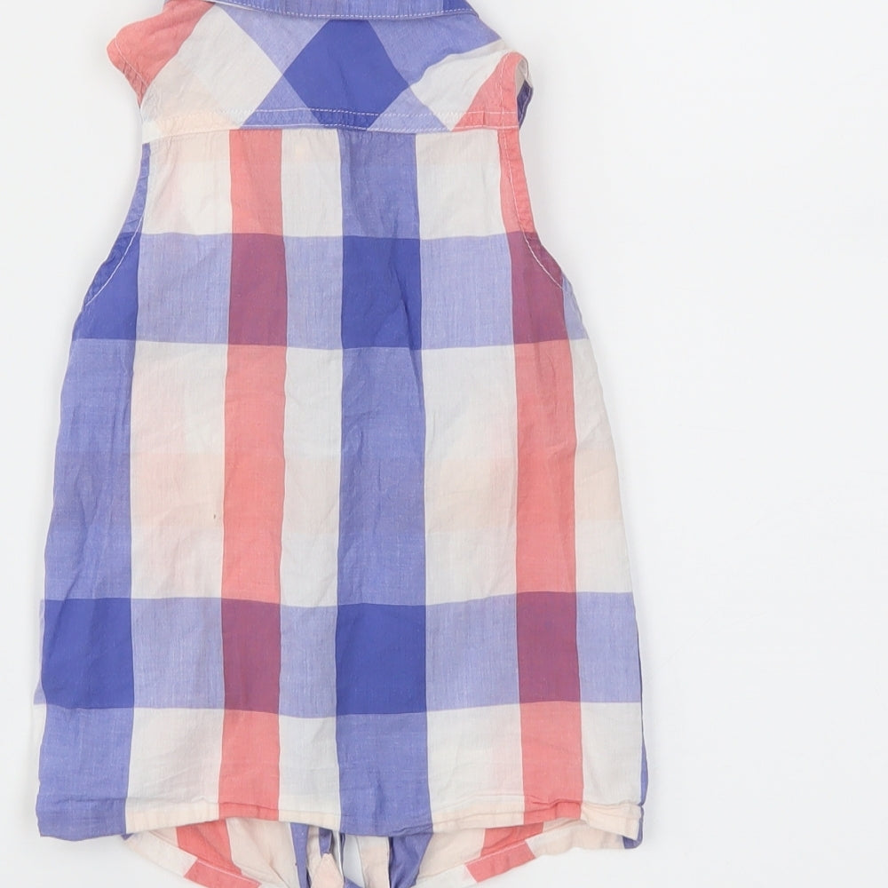 H&M Girls Blue Gingham  Cropped Button-Up Size 6-7 Years