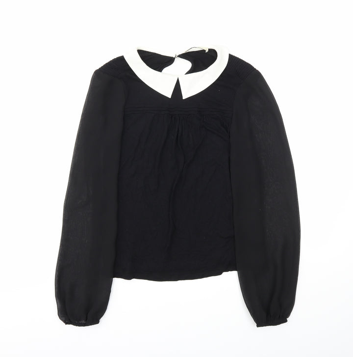 Oasis Womens Black Basic Blouse Size 8